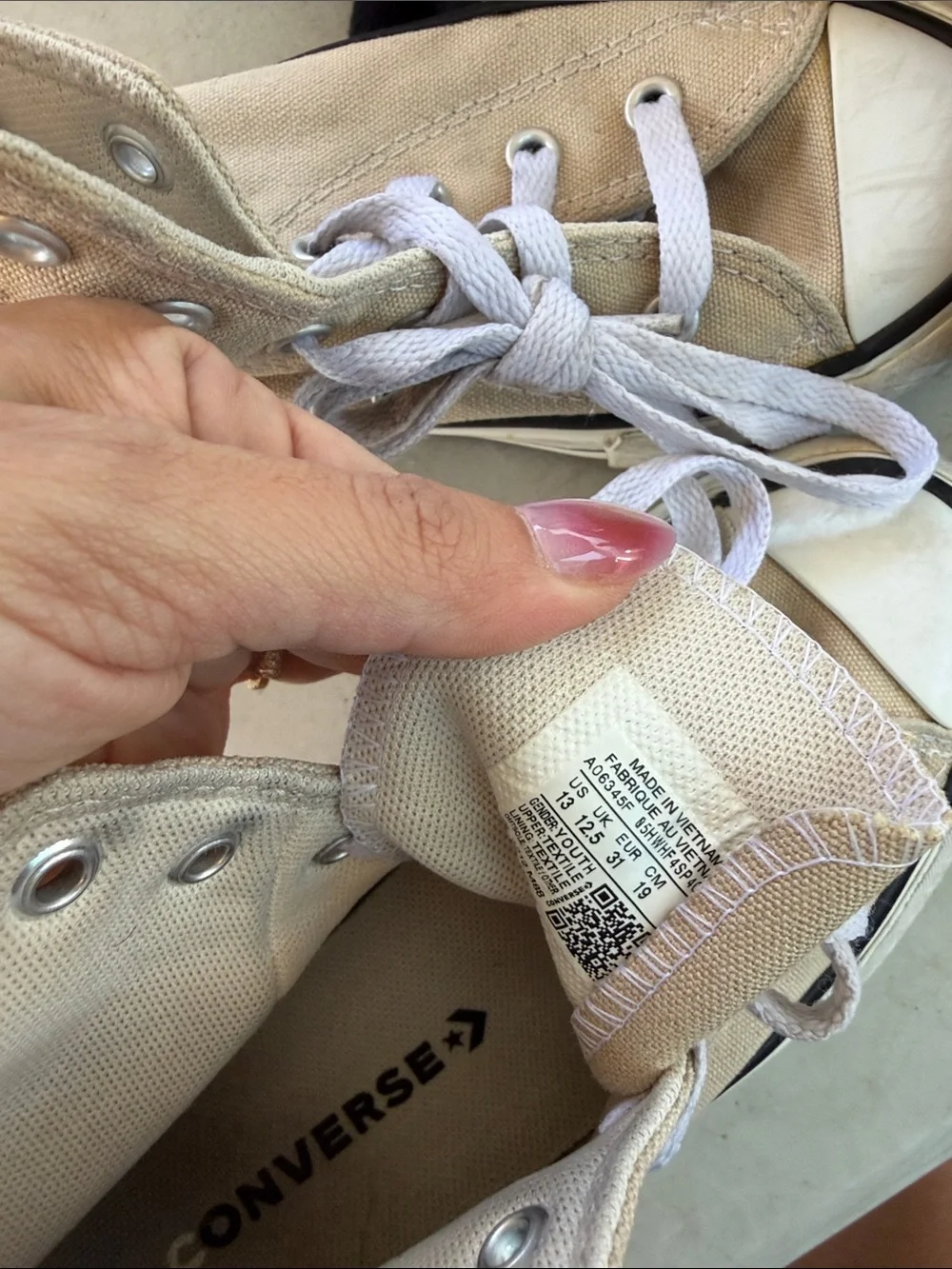 Converse Kids High-Top Sneakers in Beige with White Accents